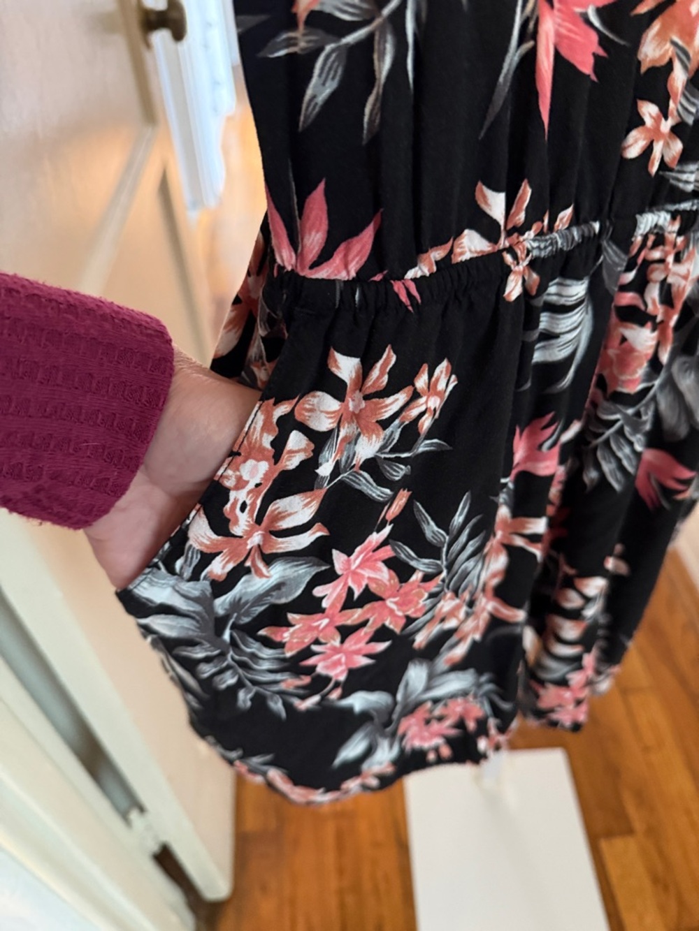 Divided by H&M Black Romper with Pink Floral Accents Size 4 - Picture 4 of 6